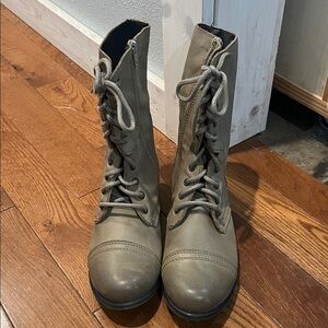 Steve Madden Taupe Lace-Up Combat Boots